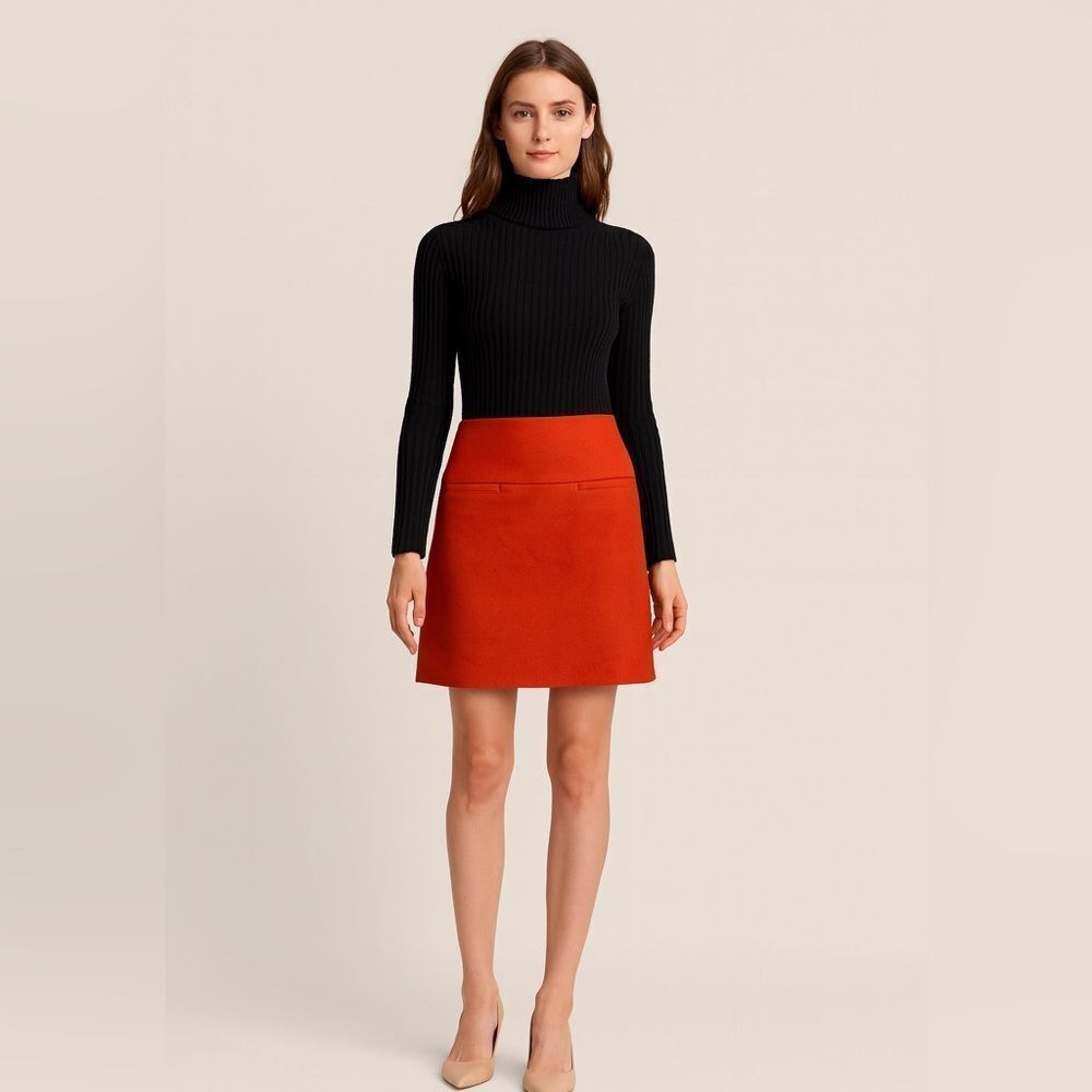 GAP Women’s Orange Wool Lined Zip Up Mini Skirt Size 4